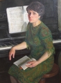 Портрет мамы ("За фортепиано")<br />
(1987г; холст, масло; 110х82см)