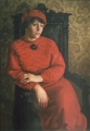Женщина в красном (портрет мамы)<br />
(1988г; холст, масло; 100х70см)