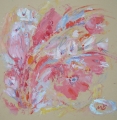 "Flowers"<br />
(2007, color cardboard, oil; 13х13сm)