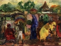 "Рынок в Бамако"<br />
(1998г; картон, масло; 15х20см)