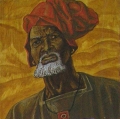 "The old man Askiya"<br />
(1994, gesso, tempera; 64x58cm)