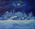"Bright Night"<br />
(2011, oil on canvas on cardboard, oil, 25х30сm)